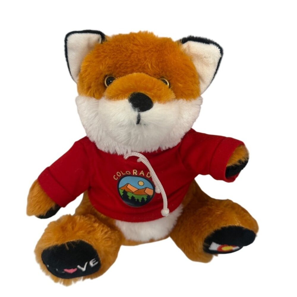 Fox Plush Toy In Colorado Red Hoodie 10 inch Soft Stuffed Animal By Snow Busines